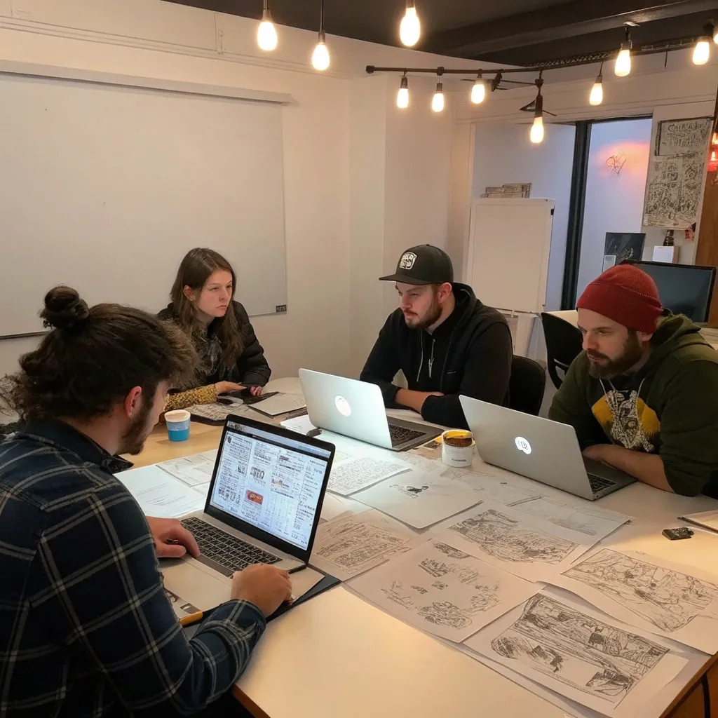Animation team in a creative meeting