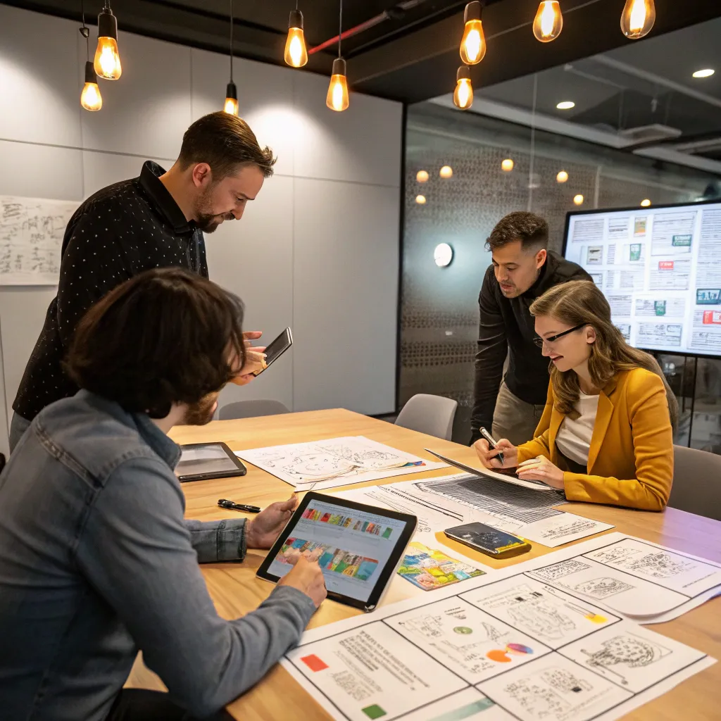 Creative team brainstorming animation ideas